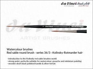 Pędzel akwarelowy okrągły da Vinci Watercolour Brush Kolinsky Red Sable, seria 36, rozmiar 3