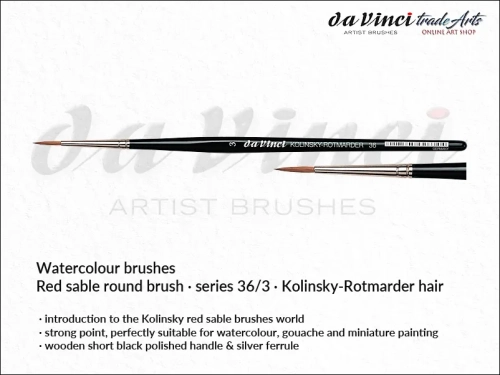 Da Vinci Watercolour Kolinsky Red Sable 36/3, pędzel da Vinci Watercolour Brush Kolinsky Red Sable 36/3, pędzle akwarelowe da Vinci, pędzle akwarelowe włosie naturalne, pędzle do akwareli da Vinci, pędzle akwarelowe Kolinsky, da Vinci,