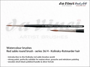 Pędzel akwarelowy okrągły da Vinci Watercolour Brush Kolinsky Red Sable, seria 36, rozmiar 4