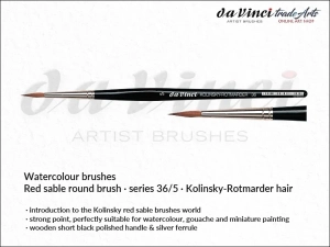 Pędzel akwarelowy okrągły da Vinci Watercolour Brush Kolinsky Red Sable, seria 36, rozmiar 5