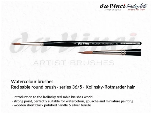 Da Vinci Watercolour Kolinsky Red Sable 36/5, pędzel da Vinci Watercolour Brush Kolinsky Red Sable 36/5, pędzle akwarelowe da Vinci, pędzle akwarelowe włosie naturalne, pędzle do akwareli da Vinci, pędzle akwarelowe Kolinsky, da Vinci,