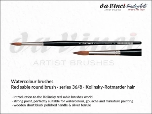 Pędzel akwarelowy okrągły da Vinci Watercolour Brush Kolinsky Red Sable, seria 36, rozmiar 8