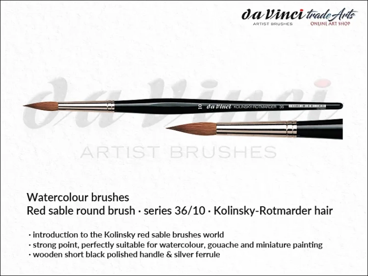 Da Vinci Watercolour Kolinsky Red Sable 36/10 pędzel da Vinci Watercolour Brush Kolinsky Red Sable 36/10, pędzle akwarelowe da Vinci, pędzle akwarelowe włosie naturalne, pędzle do akwareli da Vinci, pędzle akwarelowe Kolinsky, da Vinci,