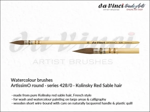 Pędzel akwarelowy okrągły da Vinci Artissimo Watercolour Brush Kolinsky Red Sable hair, seria 428, rozmiar 0 