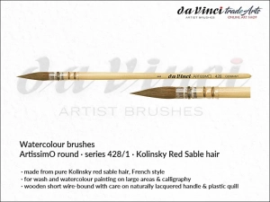 Pędzel akwarelowy okrągły da Vinci Artissimo Watercolour Brush Kolinsky Red Sable hair, seria 428, rozmiar 1