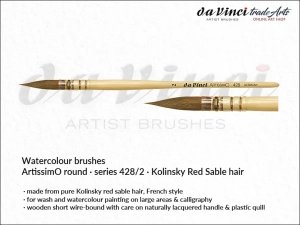 Pędzel akwarelowy okrągły da Vinci Artissimo Watercolour Brush Kolinsky Red Sable hair, seria 428, rozmiar 2