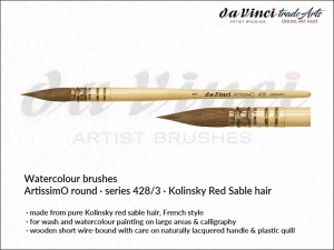 Pędzel akwarelowy okrągły da Vinci Artissimo Watercolour Brush Kolinsky Red Sable hair, seria 428, rozmiar 3