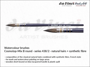 Pędzel akwarelowy okrągły da Vinci COSMOTOP-MIX B Watercolour Brush Wash Mixed Hair, seria 438, rozmiar 2