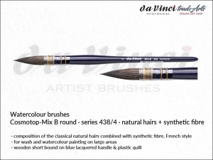 Pędzel akwarelowy okrągły da Vinci COSMOTOP-MIX B Wash Watercolour Wash Brush Mixed Hair, seria 438, rozmiar 4