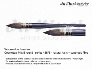 Pędzel akwarelowy okrągły da Vinci COSMOTOP-MIX B Watercolour Wash Brush Mixed Hair, seria 438, rozmiar 8