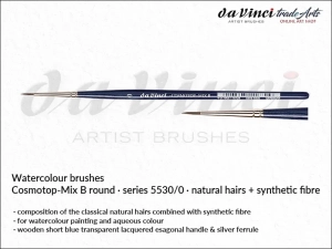 Pędzel akwarelowy okrągły da Vinci COSMOTOP-MIX B Watercolour  Round Mixed Hair, seria 5530, rozmiar 0 