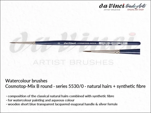 Cosmotop Mix B da Vinci pędzle akwarelowe okrągłe mieszanka włosia, da Vinci Cosmotop Mix B pędzle akwarelowe okrągłe włosie mieszane, pędzle akwarelowe da Vinci włosie naturalne i syntetyczne, pędzle okrągłe do akwareli da Vinci COSMOTOP-MIX B,