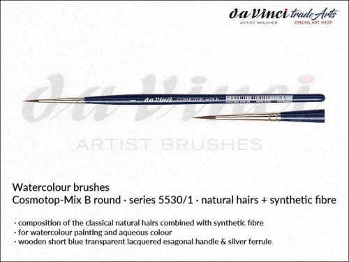 Cosmotop Mix B da Vinci pędzle akwarelowe okrągłe mieszanka włosia, da Vinci Cosmotop Mix B pędzle akwarelowe okrągłe włosie mieszane, pędzle akwarelowe da Vinci włosie naturalne i syntetyczne, pędzle okrągłe do akwareli da Vinci COSMOTOP-MIX B,
