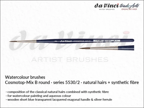 Cosmotop Mix B da Vinci pędzle akwarelowe okrągłe mieszanka włosia, da Vinci Cosmotop Mix B pędzle akwarelowe okrągłe włosie mieszane, pędzle akwarelowe da Vinci włosie naturalne i syntetyczne, pędzle okrągłe do akwareli da Vinci COSMOTOP-MIX B,