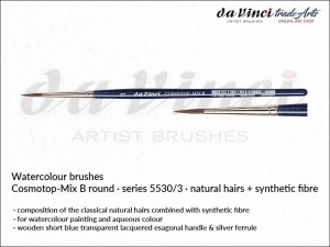 Pędzel akwarelowy okrągły da Vinci COSMOTOP-MIX B Watercolour  Round Mixed Hair, seria 5530, rozmiar 3