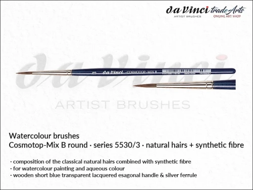 Cosmotop Mix B da Vinci pędzle akwarelowe okrągłe mieszanka włosia, da Vinci Cosmotop Mix B pędzle akwarelowe okrągłe włosie mieszane, pędzle akwarelowe da Vinci włosie naturalne i syntetyczne, pędzle okrągłe do akwareli da Vinci COSMOTOP-MIX B,