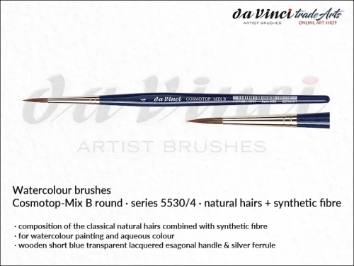 Cosmotop Mix B da Vinci pędzle akwarelowe okrągłe mieszanka włosia, da Vinci Cosmotop Mix B pędzle akwarelowe okrągłe włosie mieszane, pędzle akwarelowe da Vinci włosie naturalne i syntetyczne, pędzle okrągłe do akwareli da Vinci COSMOTOP-MIX B,