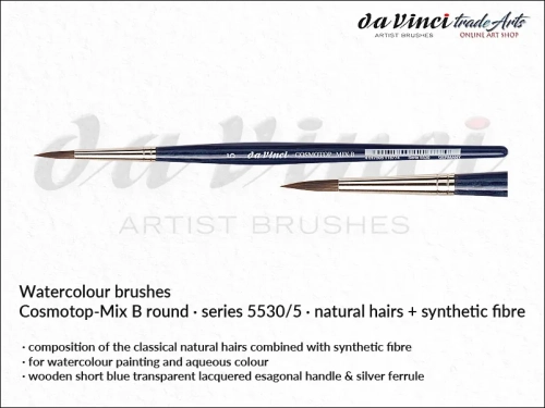 Cosmotop Mix B da Vinci pędzle akwarelowe okrągłe mieszanka włosia, da Vinci Cosmotop Mix B pędzle akwarelowe okrągłe włosie mieszane, pędzle akwarelowe da Vinci włosie naturalne i syntetyczne, pędzle okrągłe do akwareli da Vinci COSMOTOP-MIX B,