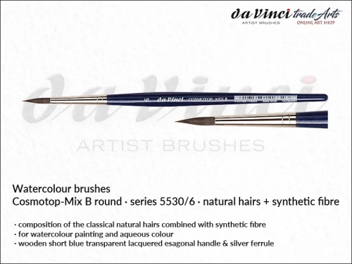 Cosmotop Mix B da Vinci pędzle akwarelowe okrągłe mieszanka włosia, da Vinci Cosmotop Mix B pędzle akwarelowe okrągłe włosie mieszane, pędzle akwarelowe da Vinci włosie naturalne i syntetyczne, pędzle okrągłe do akwareli da Vinci COSMOTOP-MIX B,