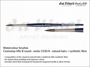 Pędzel akwarelowy okrągły da Vinci COSMOTOP-MIX B Watercolour  Round Mixed Hair, seria 5530, rozmiar 8