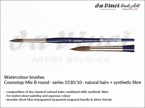 Cosmotop Mix B da Vinci pędzle akwarelowe okrągłe mieszanka włosia, da Vinci Cosmotop Mix B pędzle akwarelowe okrągłe włosie mieszane, pędzle akwarelowe da Vinci włosie naturalne i syntetyczne, pędzle okrągłe do akwareli da Vinci COSMOTOP-MIX B,