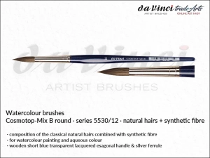 Pędzel akwarelowy okrągły da Vinci COSMOTOP-MIX B Watercolour  Round Mixed Hair, seria 5530, rozmiar 12