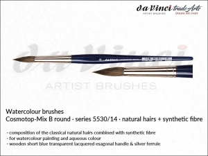 Pędzel akwarelowy okrągły da Vinci COSMOTOP-MIX B Watercolour  Round Mixed Hair, seria 5530, rozmiar 14