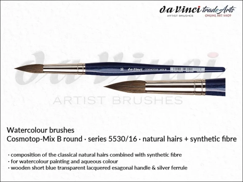 Cosmotop Mix B da Vinci pędzle akwarelowe okrągłe mieszanka włosia, da Vinci Cosmotop Mix B pędzle akwarelowe okrągłe włosie mieszane, pędzle akwarelowe da Vinci włosie naturalne i syntetyczne, pędzle okrągłe do akwareli da Vinci COSMOTOP-MIX B,