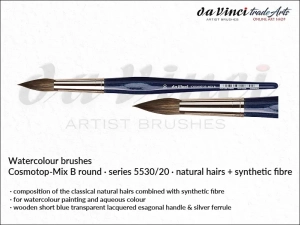 Pędzel akwarelowy okrągły da Vinci COSMOTOP-MIX B Watercolour  Round Mixed Hair, seria 5530, rozmiar 20