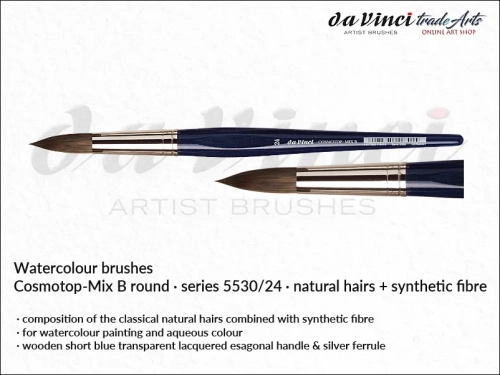 Cosmotop Mix B da Vinci pędzle akwarelowe okrągłe mieszanka włosia, da Vinci Cosmotop Mix B pędzle akwarelowe okrągłe włosie mieszane, pędzle akwarelowe da Vinci włosie naturalne i syntetyczne, pędzle okrągłe do akwareli da Vinci COSMOTOP-MIX B,