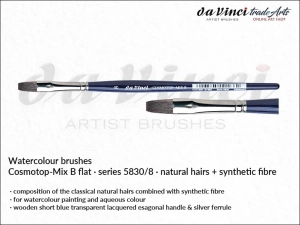 Pędzel akwarelowy płaski da Vinci COSMOTOP-MIX B Watercolour  Flat Mixed Hair, seria 5830, rozmiar 8 