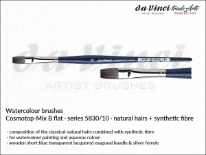 Pędzel akwarelowy płaski da Vinci COSMOTOP-MIX B Watercolour  Flat Mixed Hair, seria 5830, rozmiar 10
