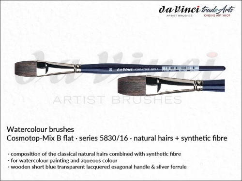 Cosmotop Mix B da Vinci pędzle akwarelowe płaskie mieszanka włosia, da Vinci Cosmotop Mix B pędzle akwarelowe płaskie włosie mieszane, pędzle akwarelowe płaskie da Vinci włosie naturalne i syntetyczne, pędzle do akwareli płaskie da Vinci COSMOTOP-MIX B,