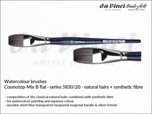 Pędzel akwarelowy płaski da Vinci COSMOTOP-MIX B Watercolour  Flat Mixed Hair, seria 5830, rozmiar 20