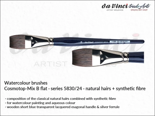 Cosmotop Mix B da Vinci pędzle akwarelowe płaskie mieszanka włosia, da Vinci Cosmotop Mix B pędzle akwarelowe płaskie włosie mieszane, pędzle akwarelowe płaskie da Vinci włosie naturalne i syntetyczne, pędzle do akwareli płaskie da Vinci COSMOTOP-MIX B,