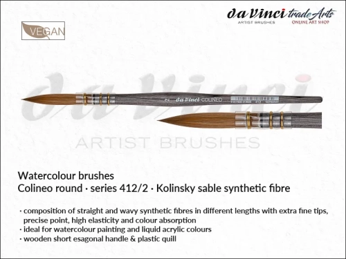 da Vinci Colineo Watercolour Synthetic Brush 412/2, pędzel do akwareli da Vinci Colineo włosie syntetyczne 412/2, Colineo da Vinci pędzel akwarelowy syntetyk 412/2, pędzle okrągłe syntetyczne do akwareli seria 412, da Vinci,