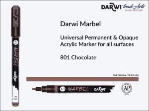 Pisak, marker akrylowy do zdobienia szkła i ceramiki Darwi Marbel Acrylic Marker, końcówka stożkowa 2 mm, kolor: Chocolate 801