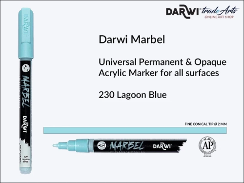 Darwi Marbel Acrylic Marker # 2 mm Lagoon Blue 230, pisak do szkła i ceramiki Darwi Marbel # 2 mm Lagoon Blue 230, marker o szkła i ceramiki Darwi Marbel # 2 mm Lagoon Blue 230, zdobienie, szkło i ceramika, pisaki, markery,