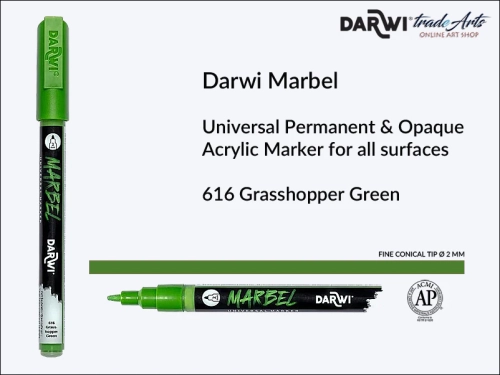 Darwi Marbel Acrylic Marker # 2 mm Grasshopper Green 616, pisak do szkła i ceramiki Darwi Marbel # 2 mm Grasshopper Green 616, marker o szkła i ceramiki Darwi Marbel # 2 mm Lagoon Blue 230, zdobienie, szkło i ceramika, pisaki, markery,