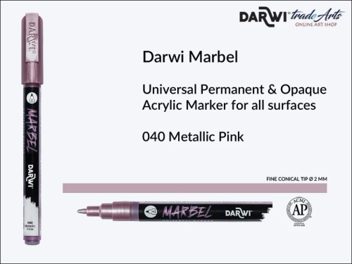 Darwi Marbel Acrylic Marker # 2 mm Metallic Pink 040, pisak do szkła i ceramiki Darwi Marbel # 2 mm Metallic Pink 040, marker o szkła i ceramiki Darwi Marbel # 2 mm Metallic Pink 040, zdobienie, szkło i ceramika, pisaki, markery,