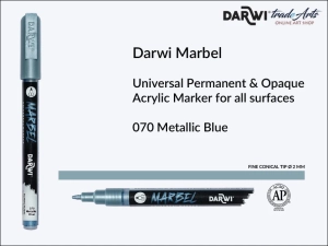 Pisak, marker akrylowy do zdobienia szkła i ceramiki Darwi Marbel Acrylic Marker, końcówka stożkowa 2 mm, kolor: Metallic Blue 070