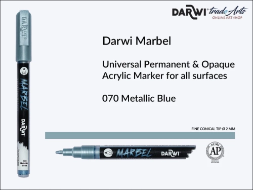 Darwi Marbel Acrylic Marker # 2 mm Metallic Blue 070, pisak do szkła i ceramiki Darwi Marbel # 2 mm Metallic Blue 070, marker o szkła i ceramiki Darwi Marbel # 2 mm Metallic Blue 070, zdobienie, szkło i ceramika, pisaki, markery,