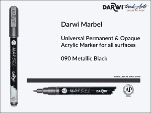 Pisak, marker akrylowy do zdobienia szkła i ceramiki Darwi Marbel Acrylic Marker, końcówka stożkowa 2 mm, kolor: Metallic Black 090