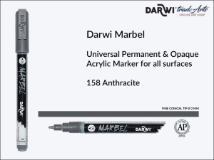 Pisak, marker akrylowy do zdobienia szkła i ceramiki Darwi Marbel Acrylic Marker, końcówka stożkowa 2 mm, kolor: Anthracite 158