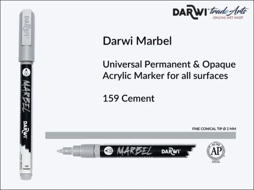 Darwi Marbel Acrylic Marker # 2 mm Cement 159, pisak do szkła i ceramiki Darwi Marbel # 2 mm Cement 159, marker o szkła i ceramiki Darwi Marbel # 2 mm Cement 159, zdobienie, szkło i ceramika, pisaki, markery,