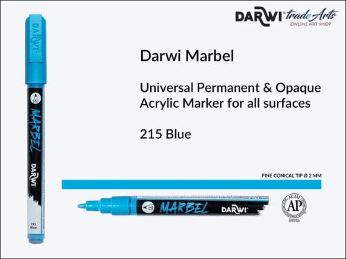 Darwi Marbel Acrylic Marker # 2 mm Blue 215, pisak do szkła i ceramiki Darwi Marbel # 2 mm Blue 215, marker o szkła i ceramiki Darwi Marbel # 2 mm Blue 215, zdobienie, szkło i ceramika, pisaki, markery,