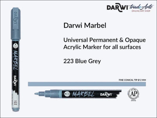 Darwi Marbel Acrylic Marker # 2 mm Blue Grey 223, pisak do szkła i ceramiki Darwi Marbel # 2 mm Blue Grey 223, marker o szkła i ceramiki Darwi Marbel # 2 mm Blue Grey 223, zdobienie, szkło i ceramika, pisaki, markery,