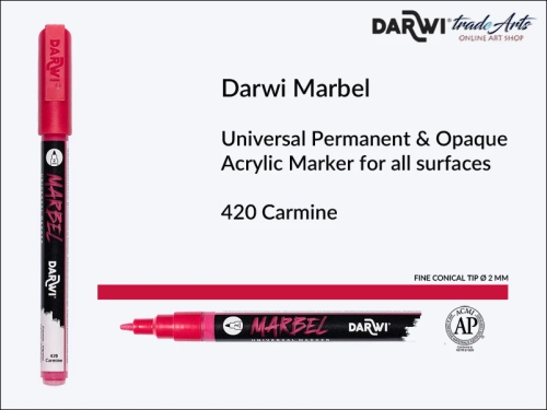 Darwi Marbel Acrylic Marker # 2 mm Carmine 420, pisak do szkła i ceramiki Darwi Marbel # 2 mm Carmine 420, marker o szkła i ceramiki Darwi Marbel # 2 mm Carmine 420, zdobienie, szkło i ceramika, pisaki, markery,