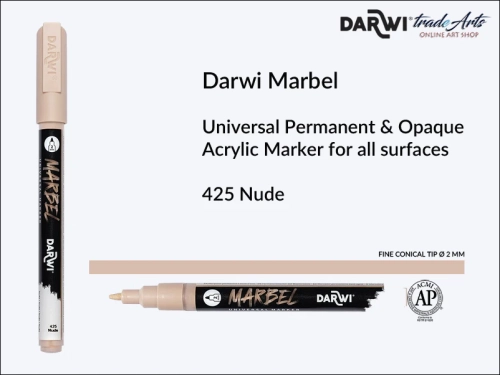 Darwi Marbel Acrylic Marker # 2 mm Nude 425, pisak do szkła i ceramiki Darwi Marbel # 2 mm Nude 425, marker o szkła i ceramiki Darwi Marbel # 2 mm Nude 425, zdobienie, szkło i ceramika, pisaki, markery,