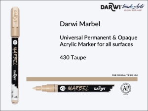 Pisak, marker akrylowy do zdobienia szkła i ceramiki Darwi Marbel Acrylic Marker, końcówka stożkowa 2 mm, kolor: Taupe 430